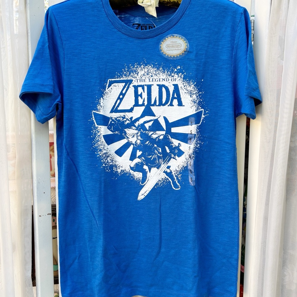 The Legend of Zelda Mens T-shirt Blue Nintendo Official New With Tags Size Small